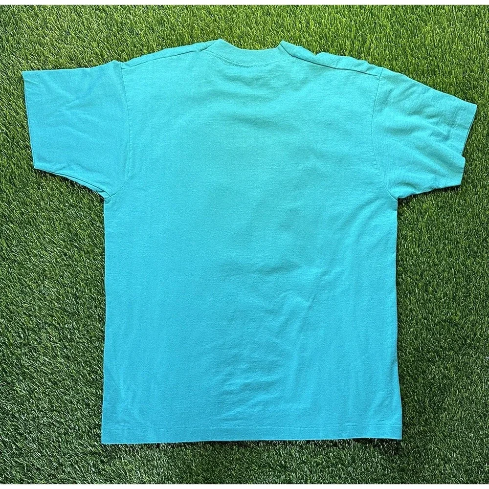 Vintage Fruit Of The Loom Single Stitch T Shirt‎ Audubon Sabal Palm Large Teal